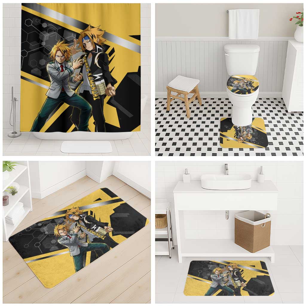 Denki Kaminari Bathroom Set Bold Anime Action Illustration with Electric Lightning Effects