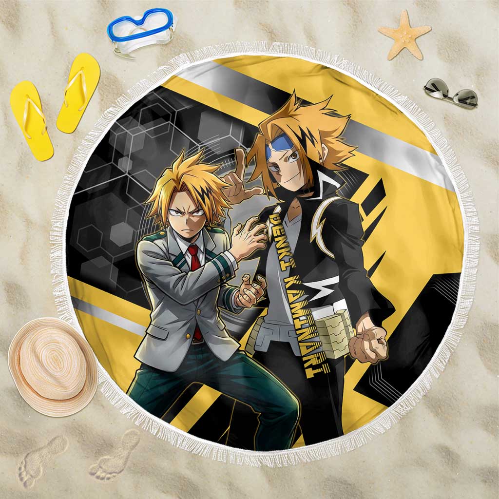Denki Kaminari Beach Blanket Bold Anime Action Illustration with Electric Lightning Effects