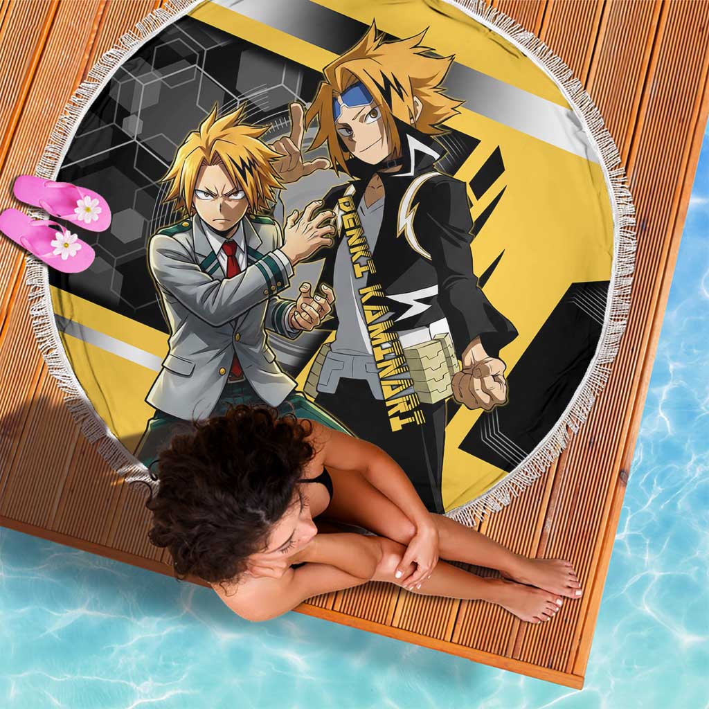 Denki Kaminari Beach Blanket Bold Anime Action Illustration with Electric Lightning Effects