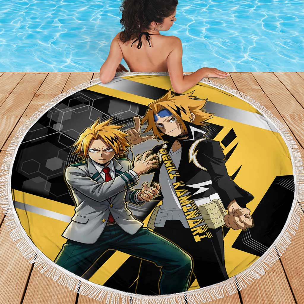 Denki Kaminari Beach Blanket Bold Anime Action Illustration with Electric Lightning Effects