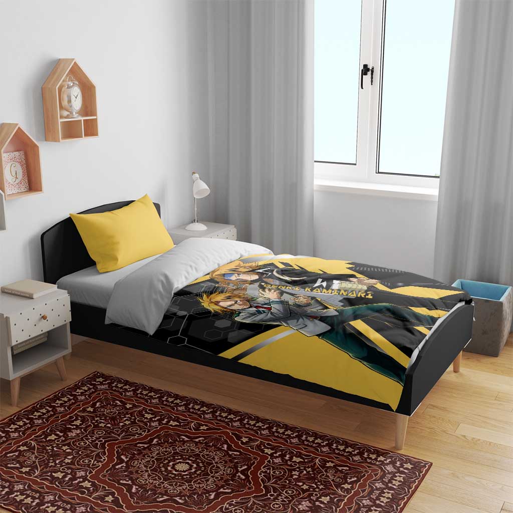 Denki Kaminari Bedding Set Bold Anime Action Illustration with Electric Lightning Effects
