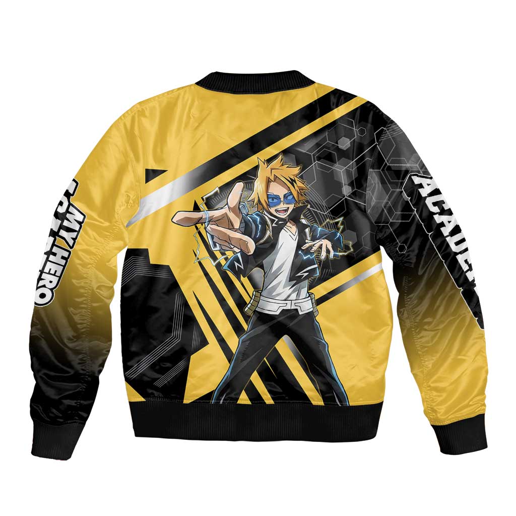 Denki Kaminari Bomber Jacket Bold Anime Action Illustration with Electric Lightning Effects