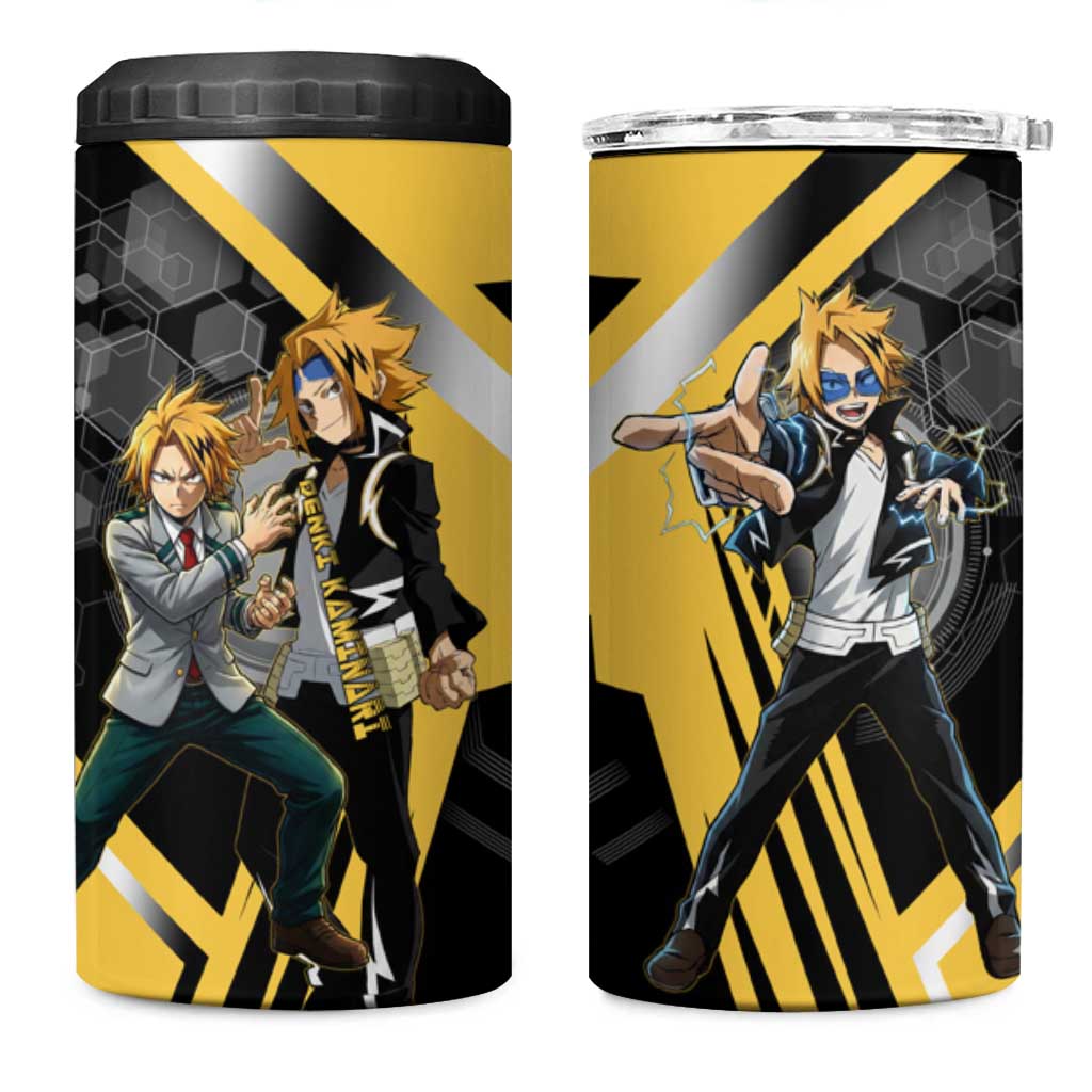 Denki Kaminari 4 in 1 Can Cooler Tumbler Bold Anime Action Illustration with Electric Lightning Effects