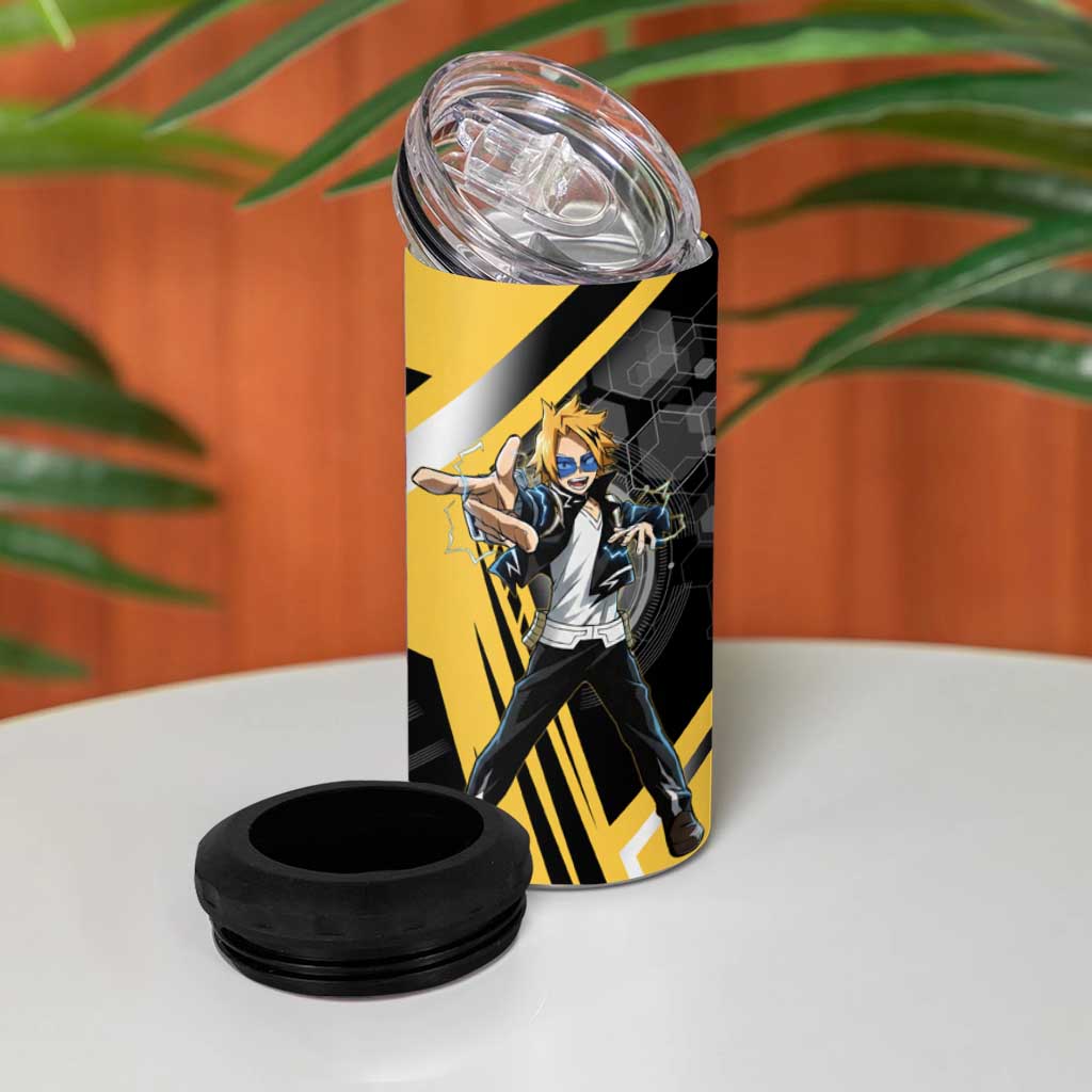 Denki Kaminari 4 in 1 Can Cooler Tumbler Bold Anime Action Illustration with Electric Lightning Effects