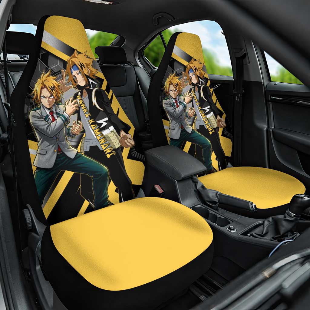 Denki Kaminari Car Seat Cover Bold Anime Action Illustration with Electric Lightning Effects