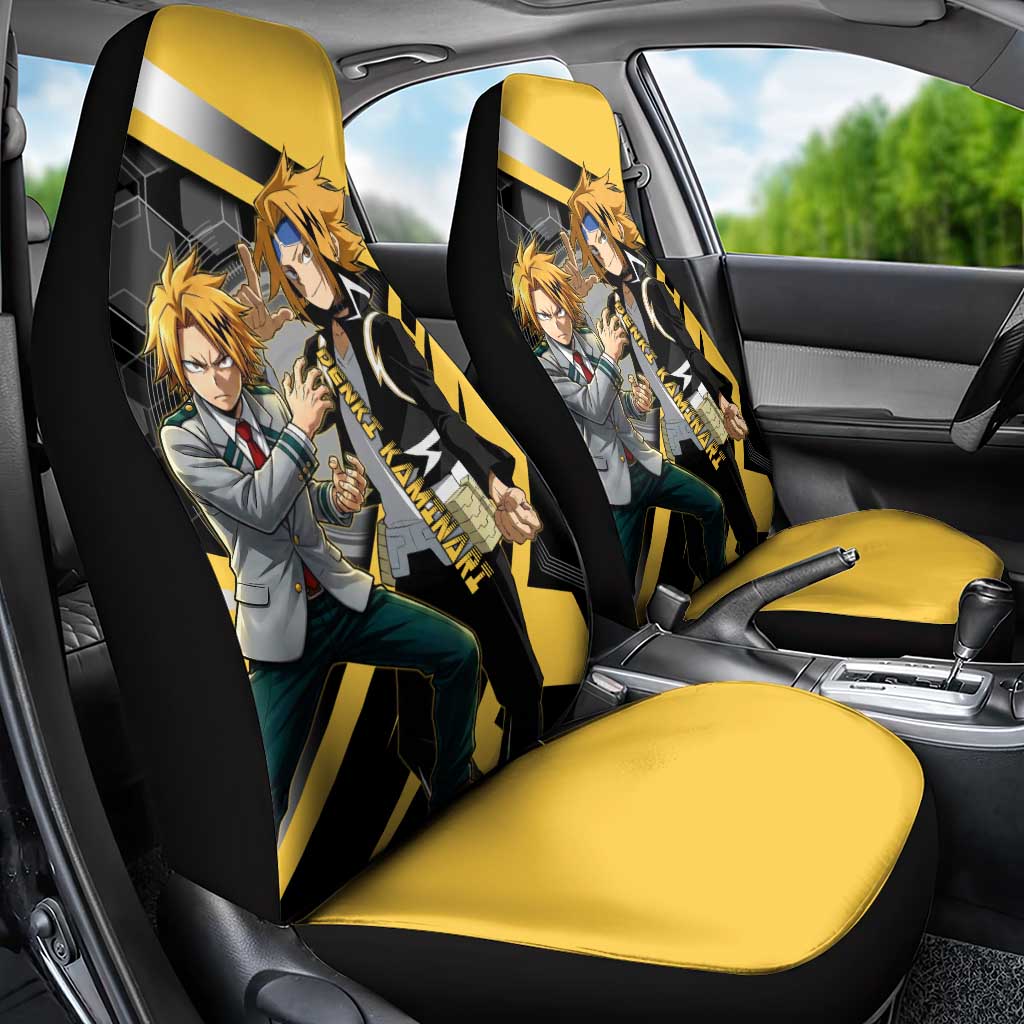 Denki Kaminari Car Seat Cover Bold Anime Action Illustration with Electric Lightning Effects