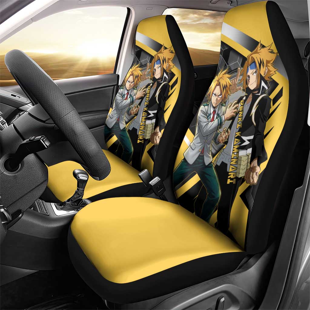Denki Kaminari Car Seat Cover Bold Anime Action Illustration with Electric Lightning Effects