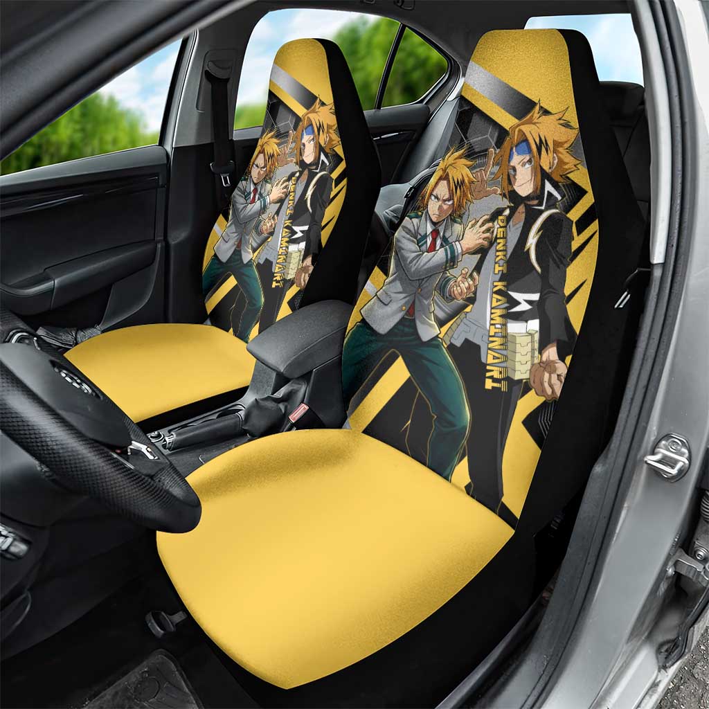 Denki Kaminari Car Seat Cover Bold Anime Action Illustration with Electric Lightning Effects