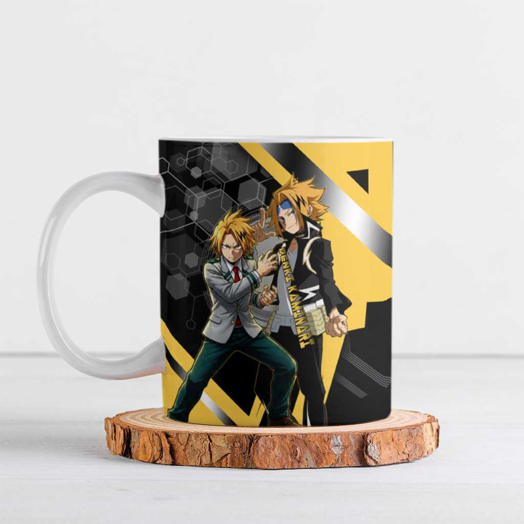 Denki Kaminari Ceramic Mug Bold Anime Action Illustration with Electric Lightning Effects