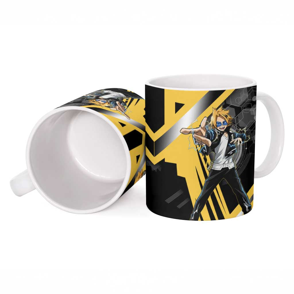 Denki Kaminari Ceramic Mug Bold Anime Action Illustration with Electric Lightning Effects