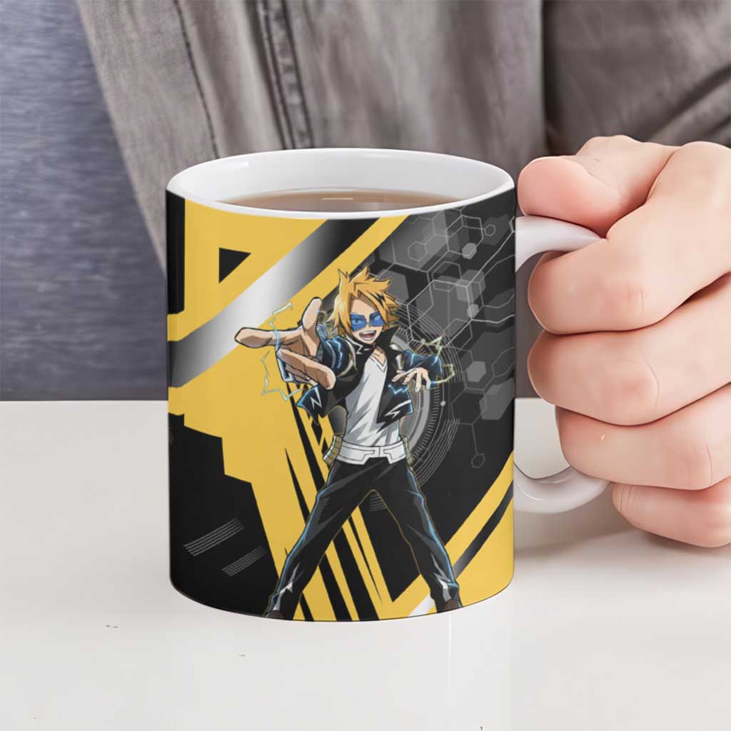 Denki Kaminari Ceramic Mug Bold Anime Action Illustration with Electric Lightning Effects