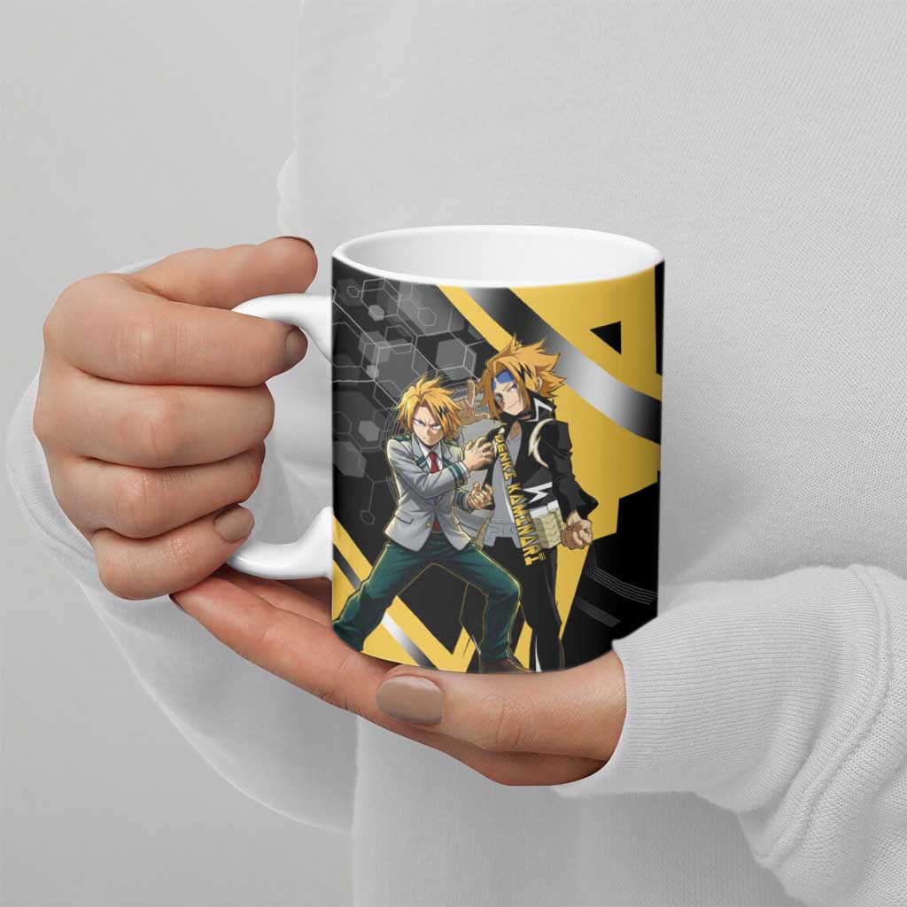 Denki Kaminari Ceramic Mug Bold Anime Action Illustration with Electric Lightning Effects