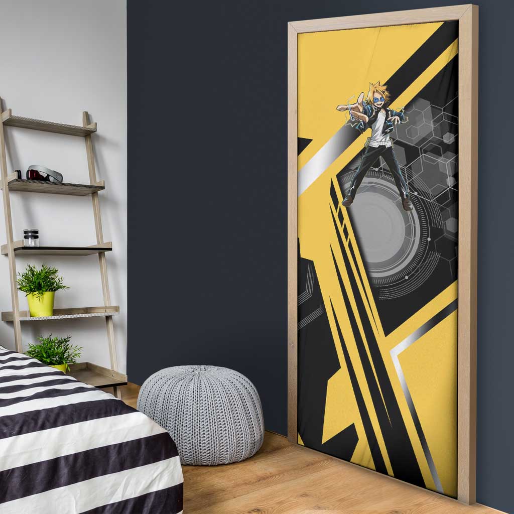 Denki Kaminari Door Cover Bold Anime Action Illustration with Electric Lightning Effects