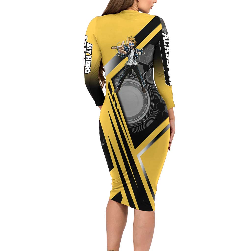 Denki Kaminari Family Matching Long Sleeve Bodycon Dress and Hawaiian Shirt Bold Anime Action Illustration with Electric Lightning Effects