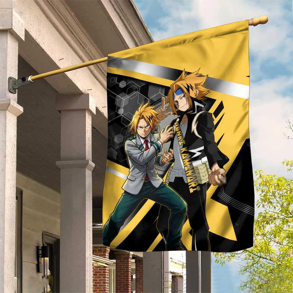 Denki Kaminari Garden Flag Bold Anime Action Illustration with Electric Lightning Effects