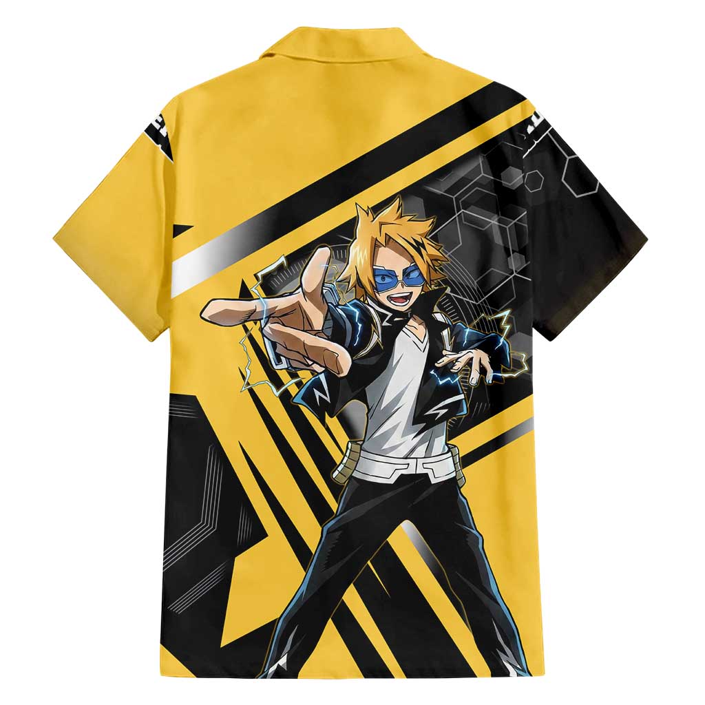 Denki Kaminari Hawaiian Shirt Bold Anime Action Illustration with Electric Lightning Effects