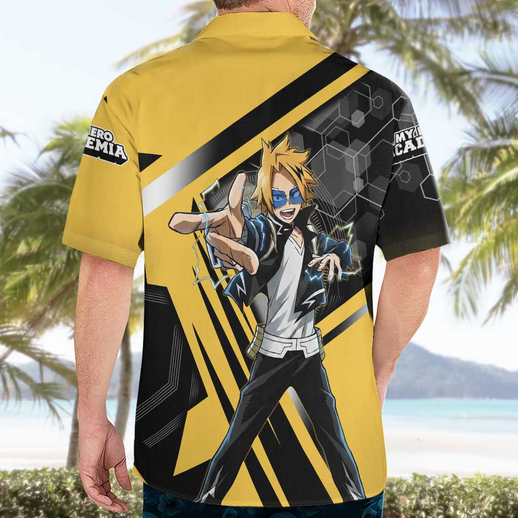 Denki Kaminari Hawaiian Shirt Bold Anime Action Illustration with Electric Lightning Effects