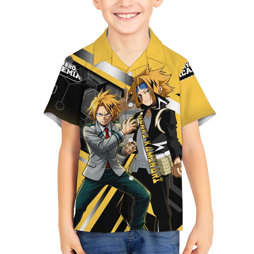 Denki Kaminari Hawaiian Shirt Bold Anime Action Illustration with Electric Lightning Effects