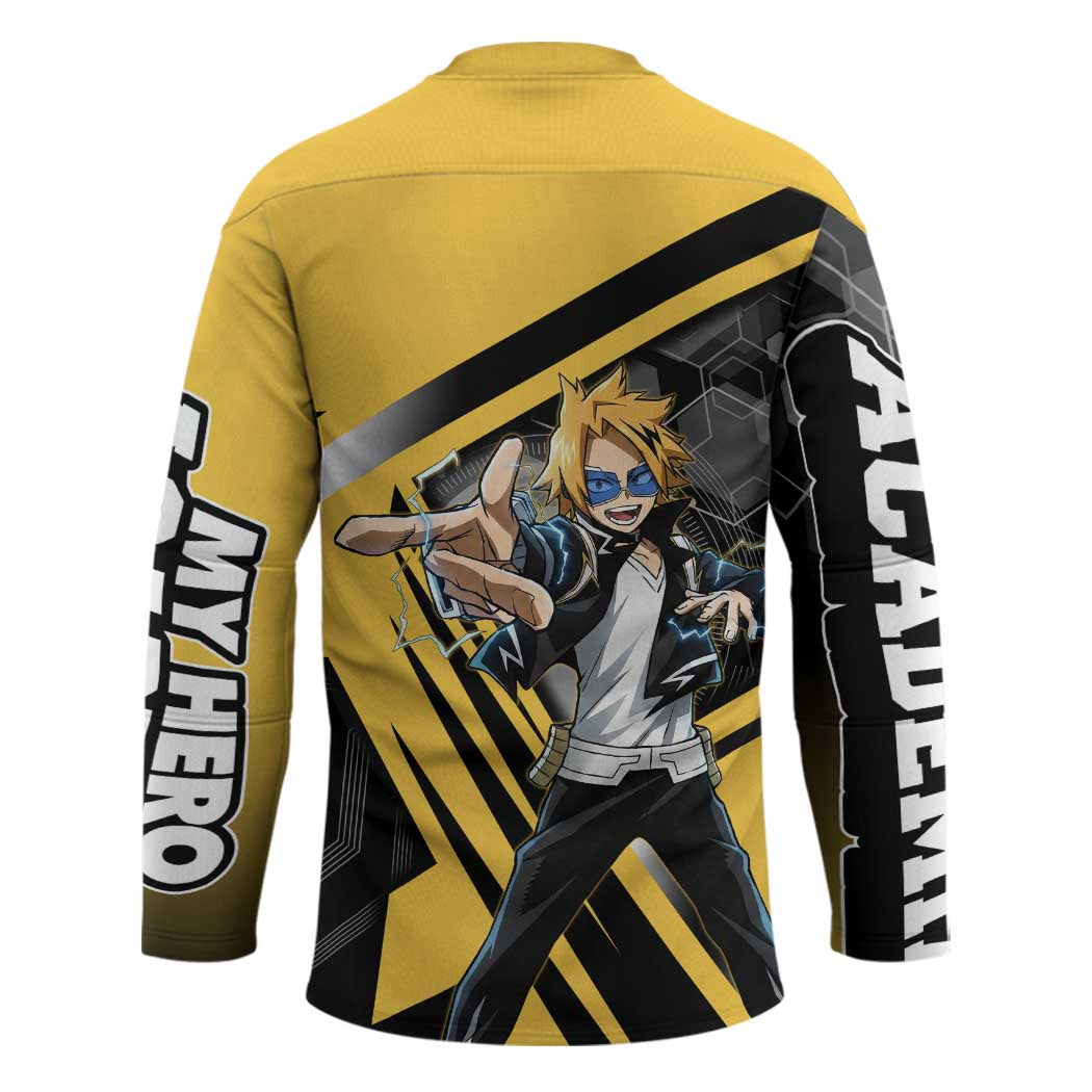 Denki Kaminari Hockey Jersey Bold Anime Action Illustration with Electric Lightning Effects