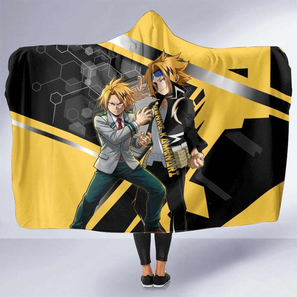 Denki Kaminari Hooded Blanket Bold Anime Action Illustration with Electric Lightning Effects