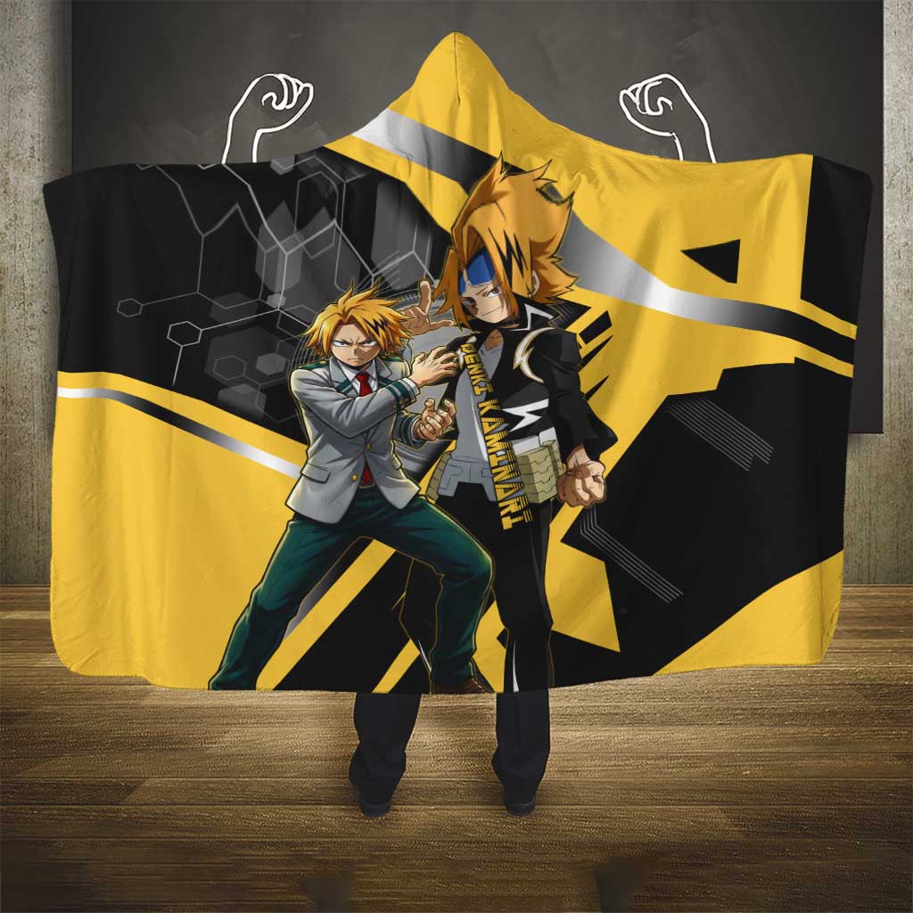 Denki Kaminari Hooded Blanket Bold Anime Action Illustration with Electric Lightning Effects