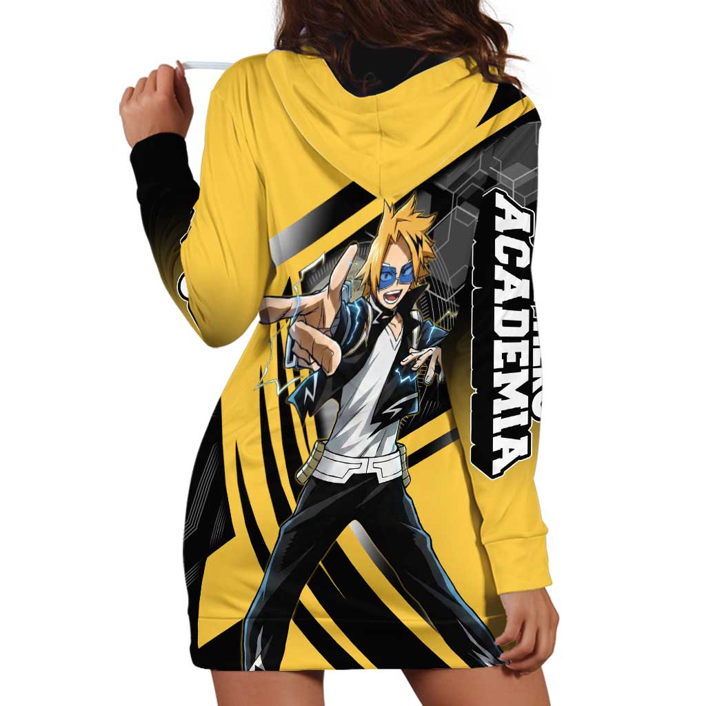 Denki Kaminari Hoodie Dress Bold Anime Action Illustration with Electric Lightning Effects