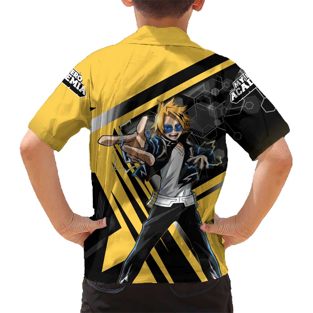 Denki Kaminari Kid Hawaiian Shirt Bold Anime Action Illustration with Electric Lightning Effects
