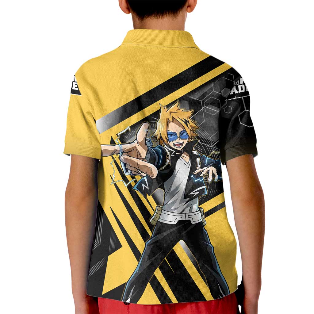 Denki Kaminari Kid Polo Shirt Bold Anime Action Illustration with Electric Lightning Effects