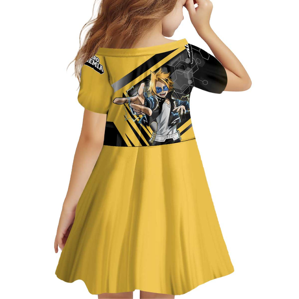 Denki Kaminari Kid Short Sleeve Dress Bold Anime Action Illustration with Electric Lightning Effects