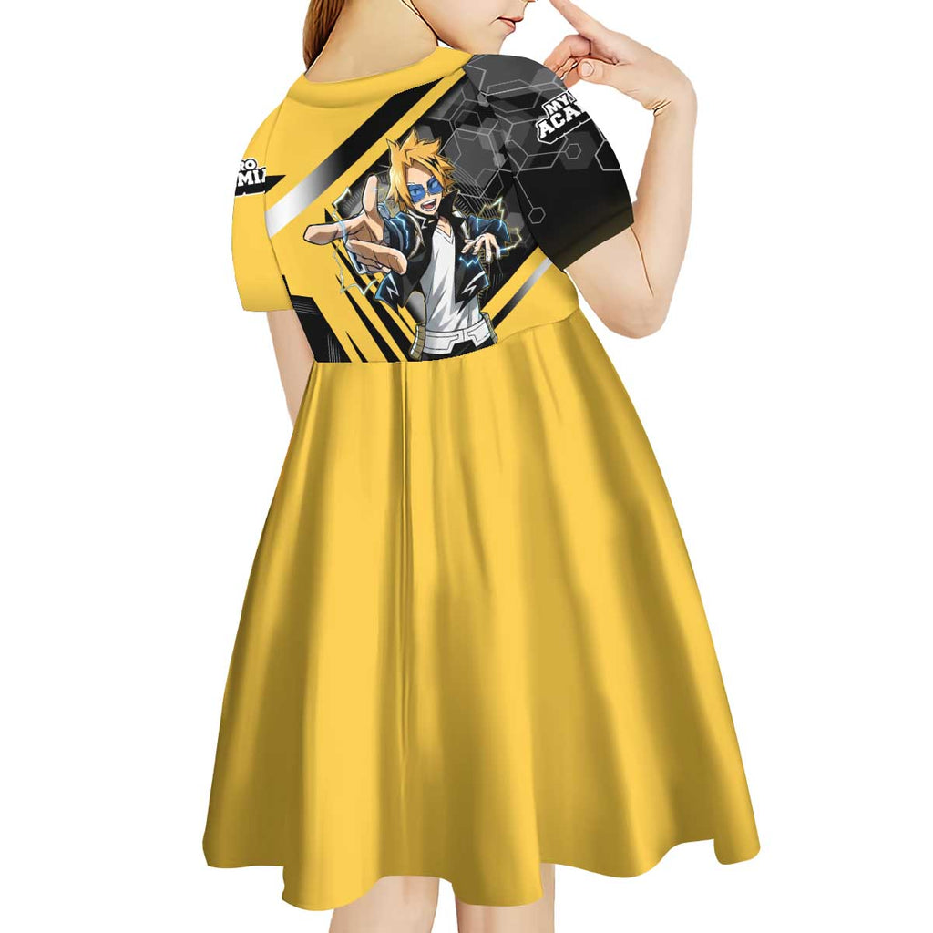 Denki Kaminari Kid Short Sleeve Dress Bold Anime Action Illustration with Electric Lightning Effects