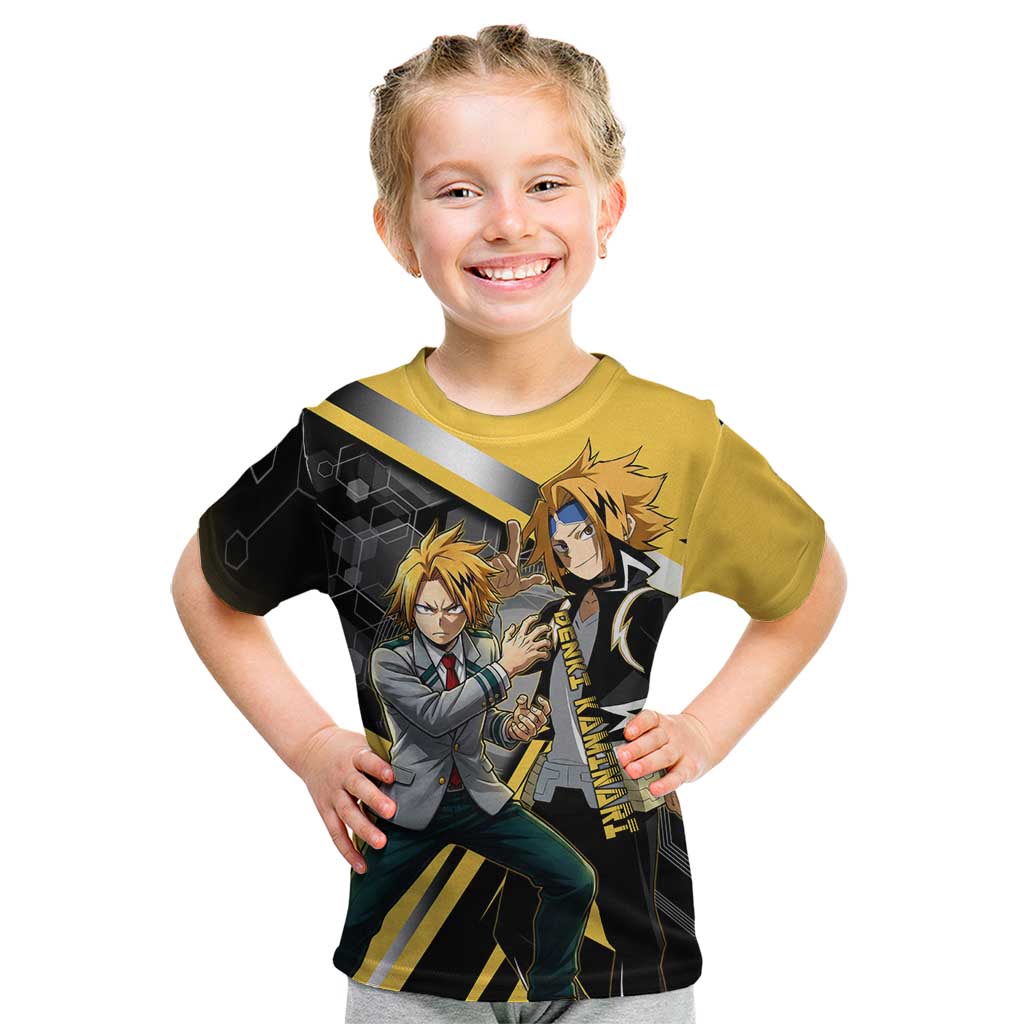 Denki Kaminari Kid T Shirt Bold Anime Action Illustration with Electric Lightning Effects