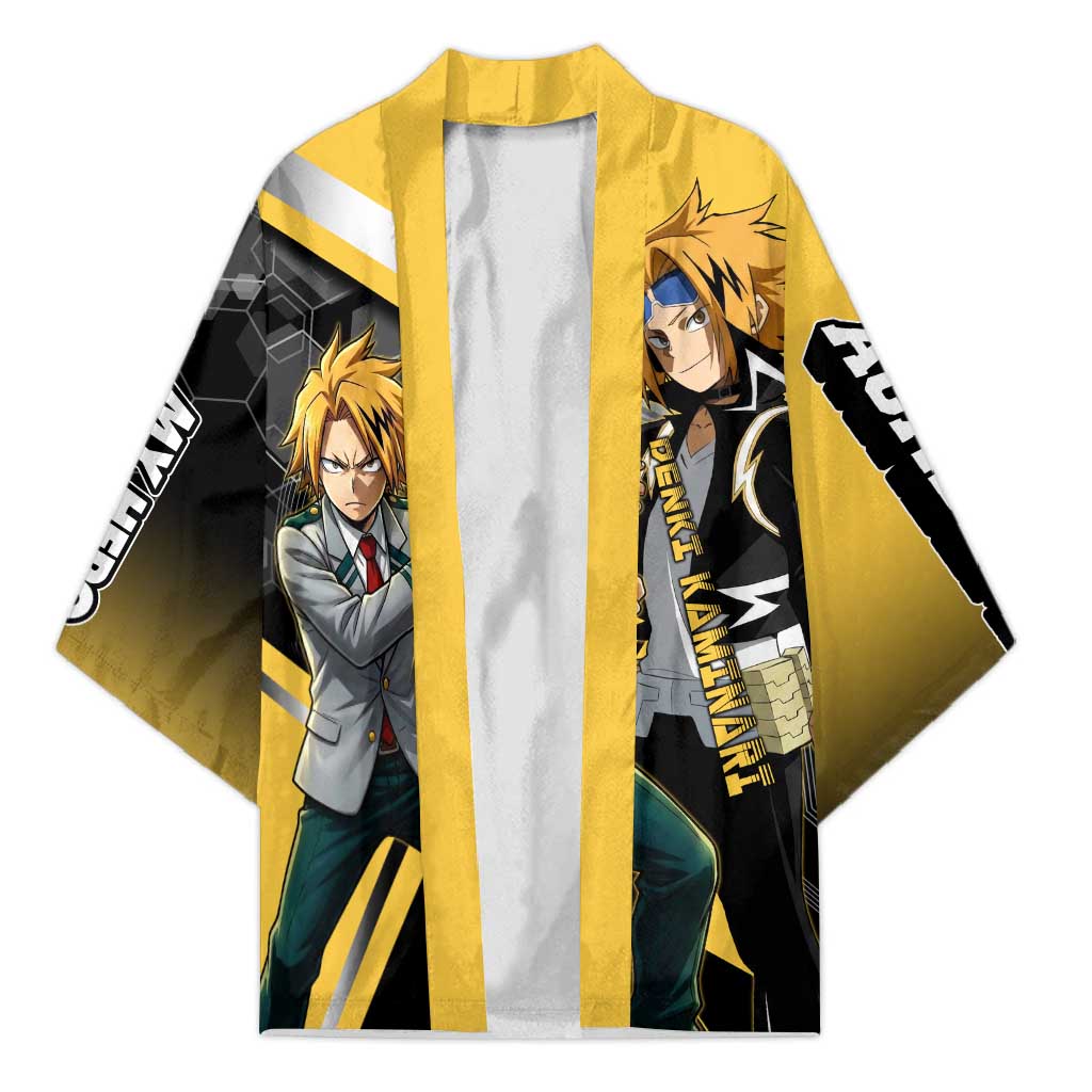 Denki Kaminari Kimono Bold Anime Action Illustration with Electric Lightning Effects