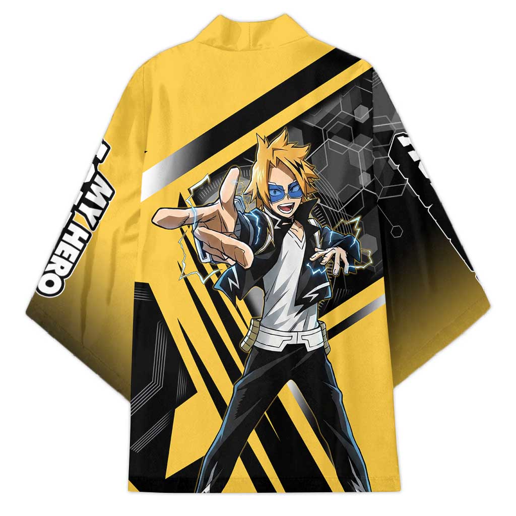 Denki Kaminari Kimono Bold Anime Action Illustration with Electric Lightning Effects
