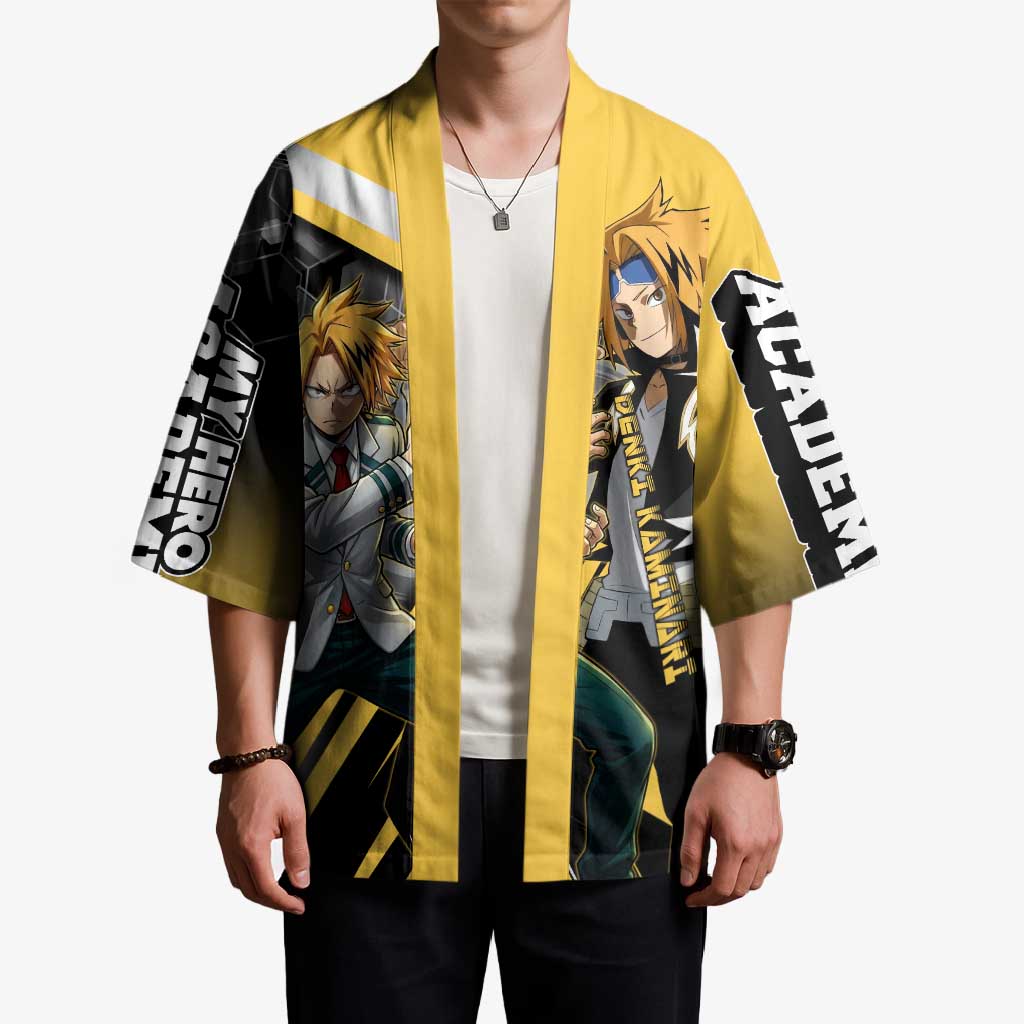 Denki Kaminari Kimono Bold Anime Action Illustration with Electric Lightning Effects