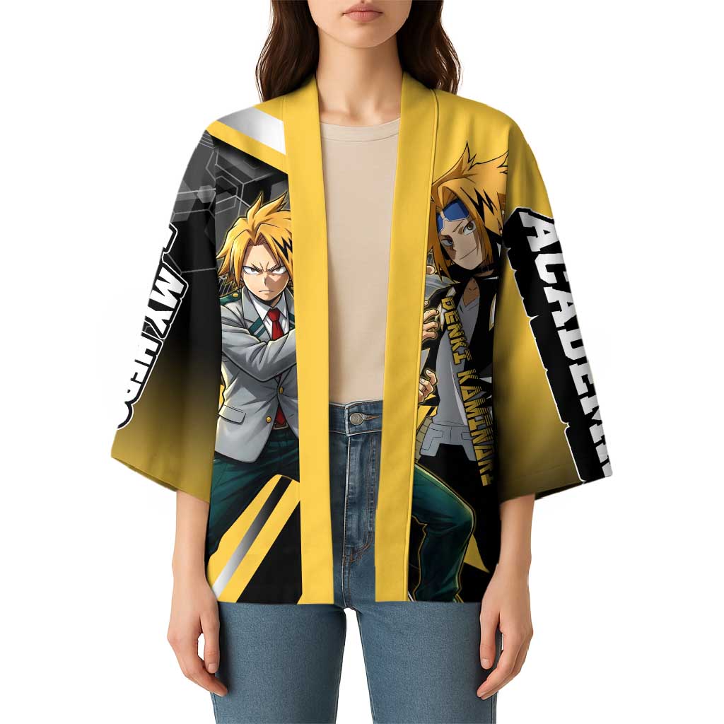 Denki Kaminari Kimono Bold Anime Action Illustration with Electric Lightning Effects