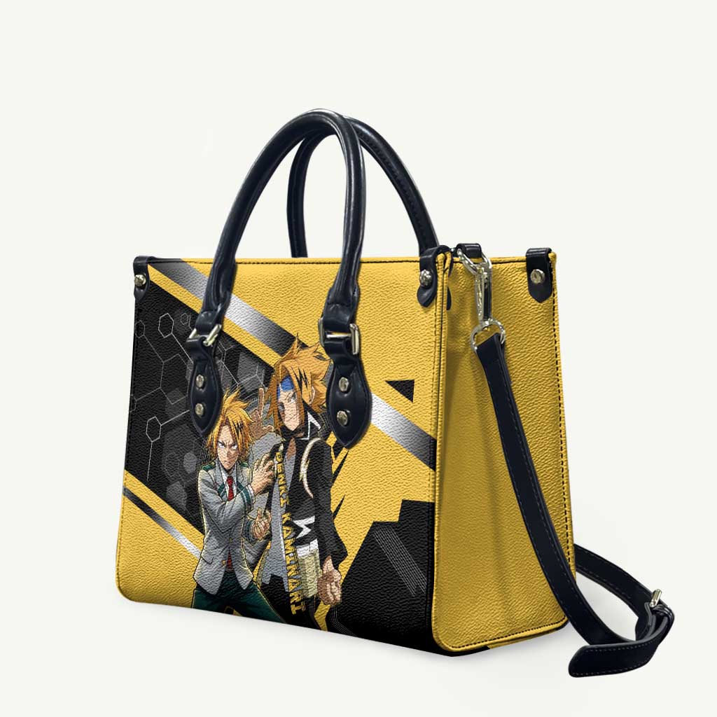 Denki Kaminari Leather Bag Bold Anime Action Illustration with Electric Lightning Effects