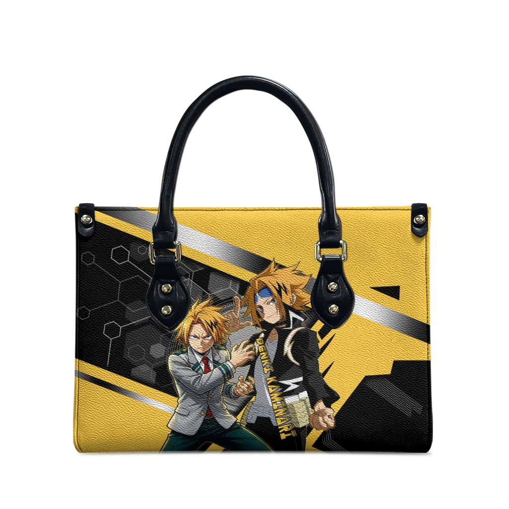 Denki Kaminari Leather Bag Bold Anime Action Illustration with Electric Lightning Effects