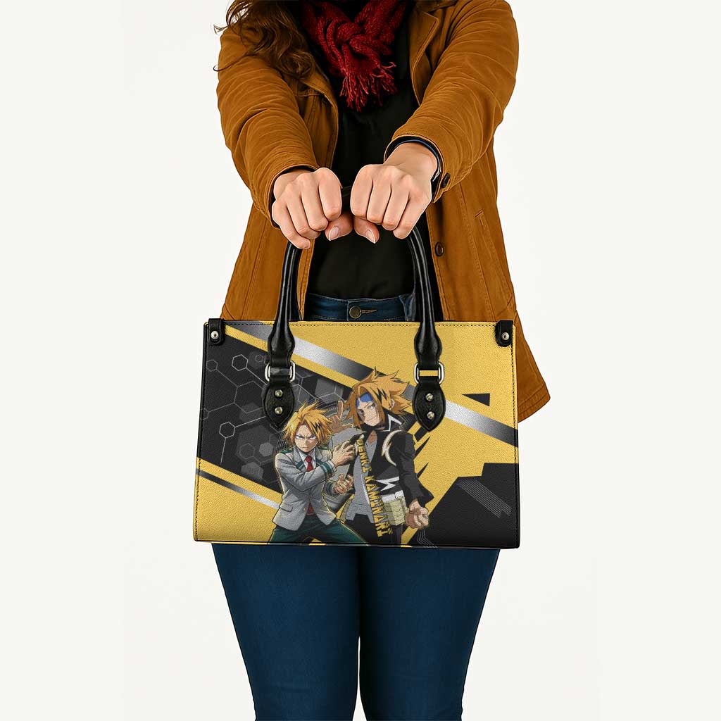 Denki Kaminari Leather Bag Bold Anime Action Illustration with Electric Lightning Effects