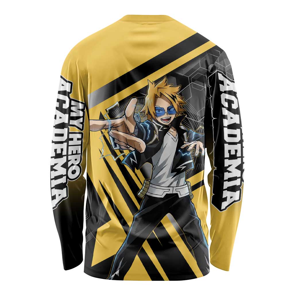 Denki Kaminari Long Sleeve Shirt Bold Anime Action Illustration with Electric Lightning Effects