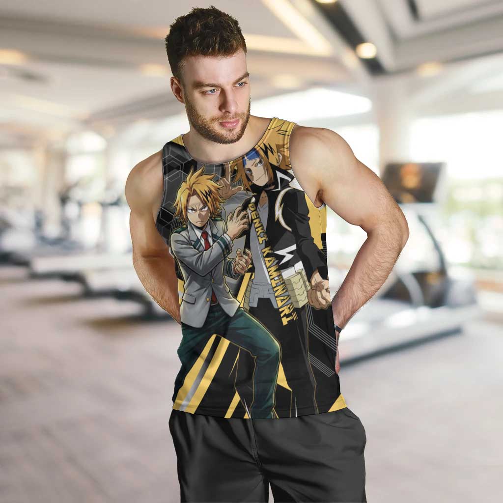 Denki Kaminari Men Tank Top Bold Anime Action Illustration with Electric Lightning Effects