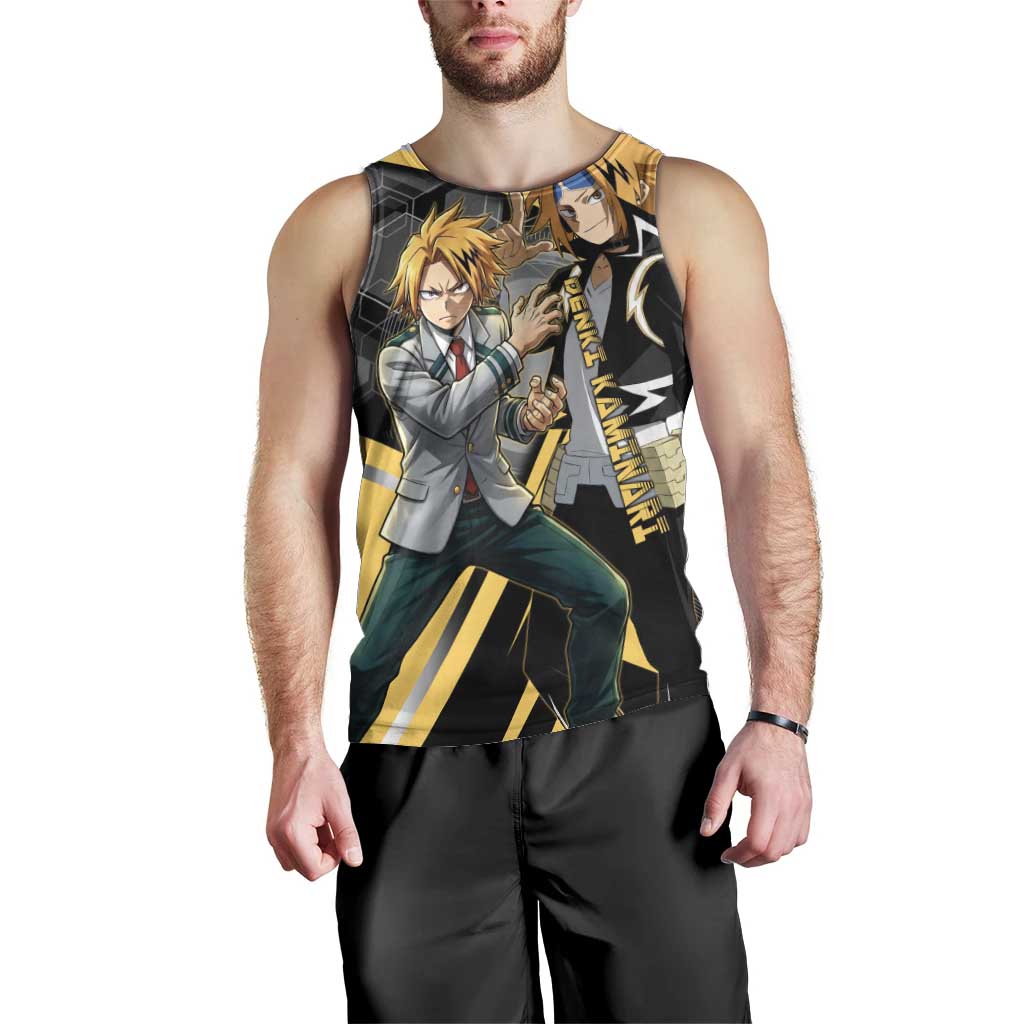 Denki Kaminari Men Tank Top Bold Anime Action Illustration with Electric Lightning Effects