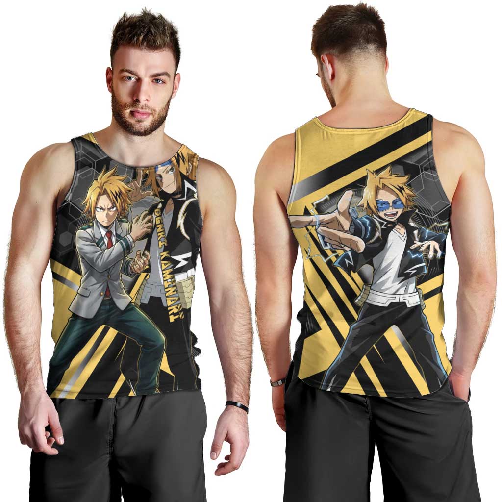 Denki Kaminari Men Tank Top Bold Anime Action Illustration with Electric Lightning Effects