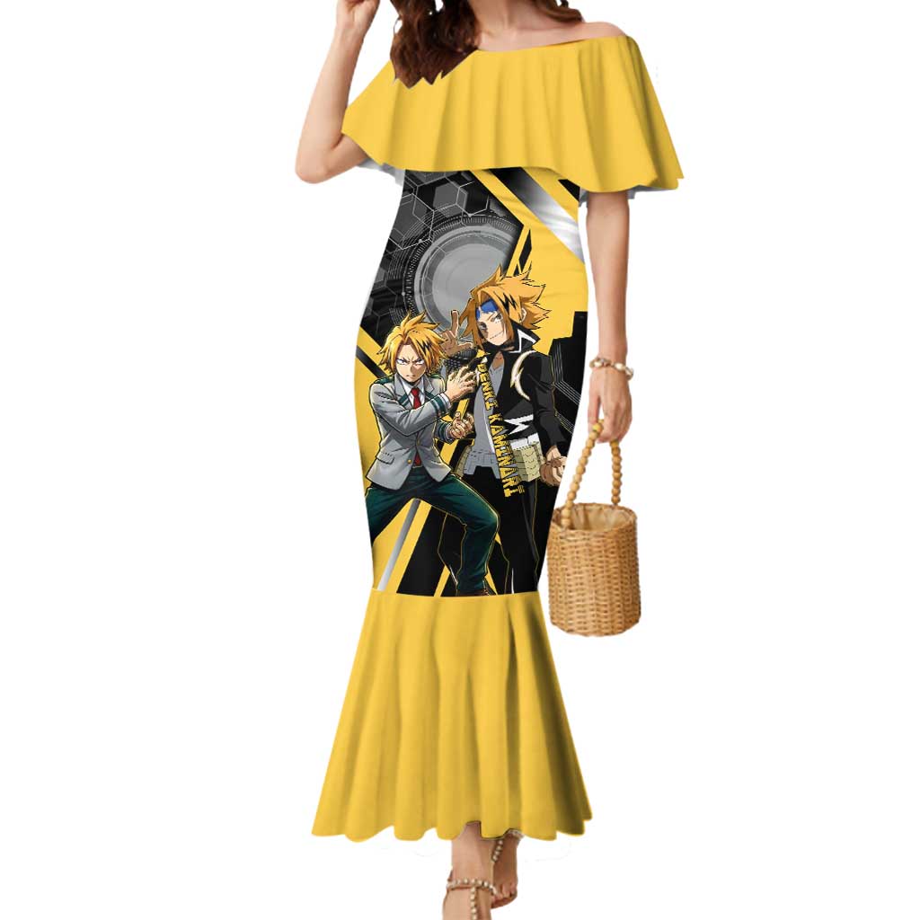 Denki Kaminari Mermaid Dress Bold Anime Action Illustration with Electric Lightning Effects