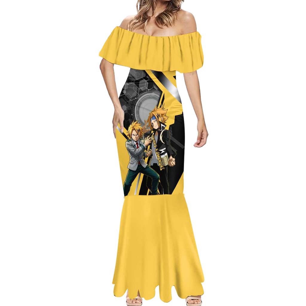 Denki Kaminari Mermaid Dress Bold Anime Action Illustration with Electric Lightning Effects