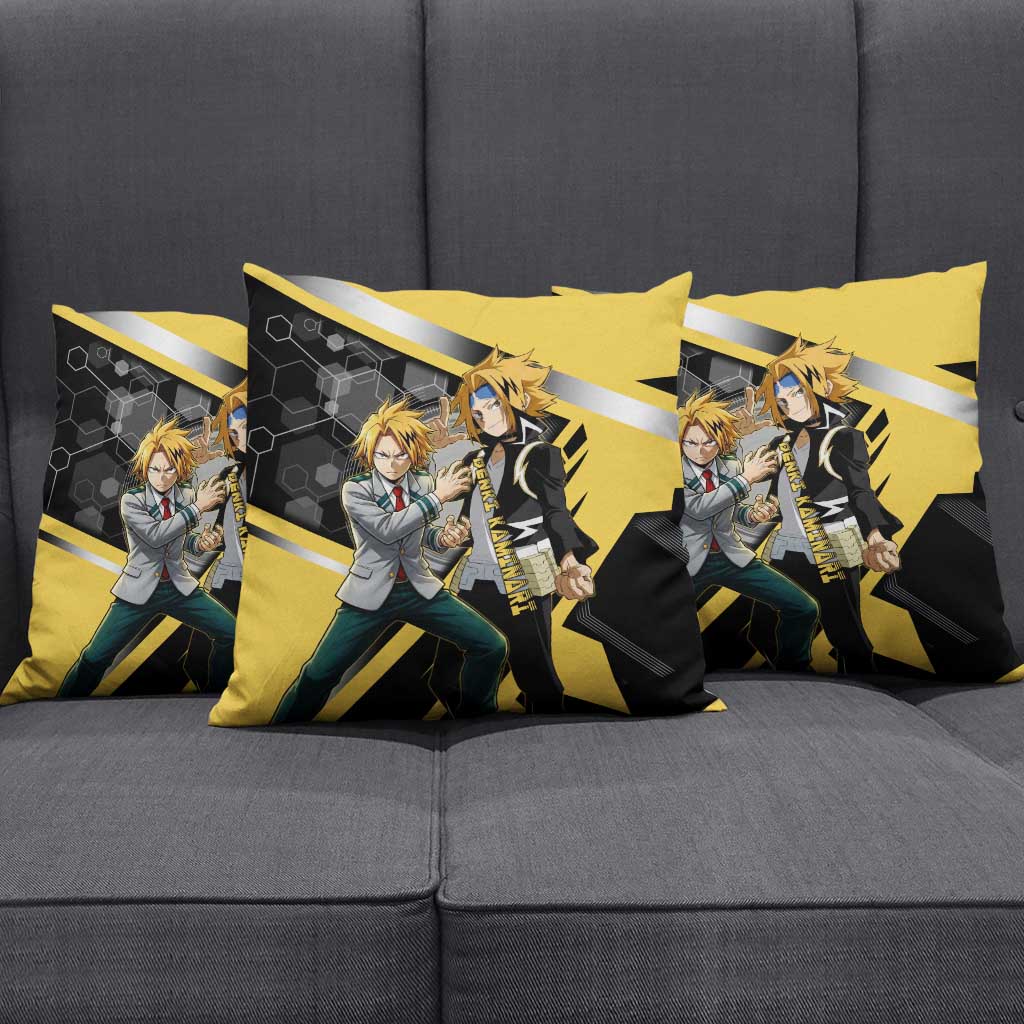 Denki Kaminari Pillow Cover Bold Anime Action Illustration with Electric Lightning Effects