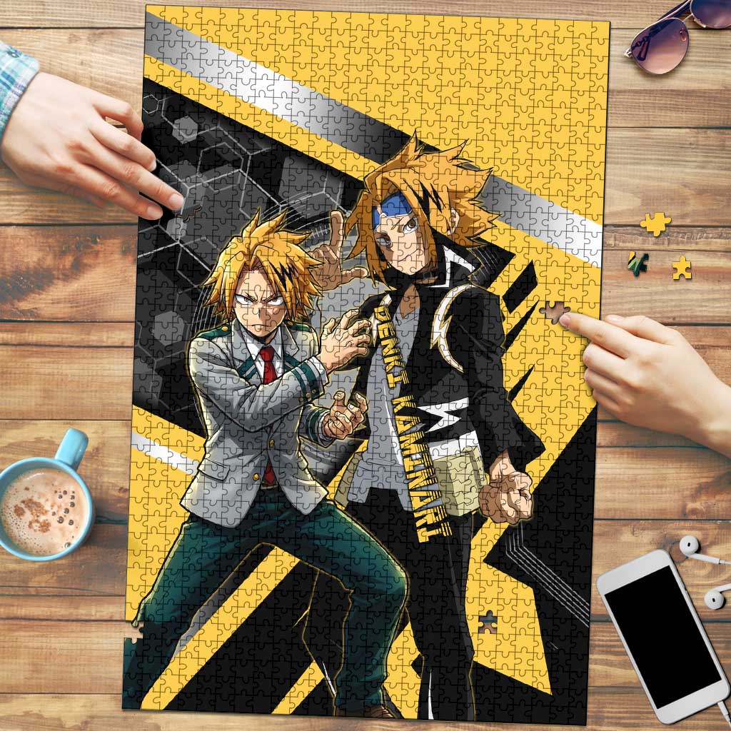 Denki Kaminari Puzzle Bold Anime Action Illustration with Electric Lightning Effects