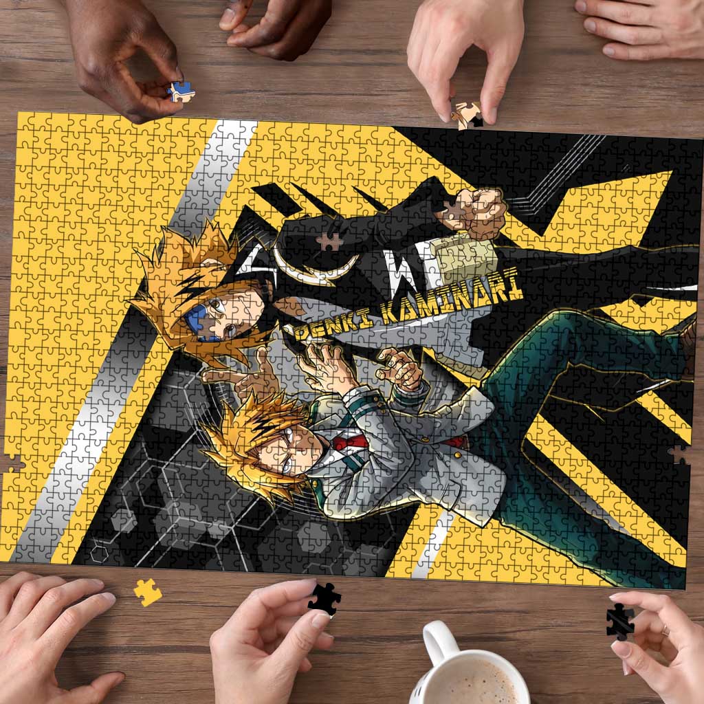 Denki Kaminari Puzzle Bold Anime Action Illustration with Electric Lightning Effects