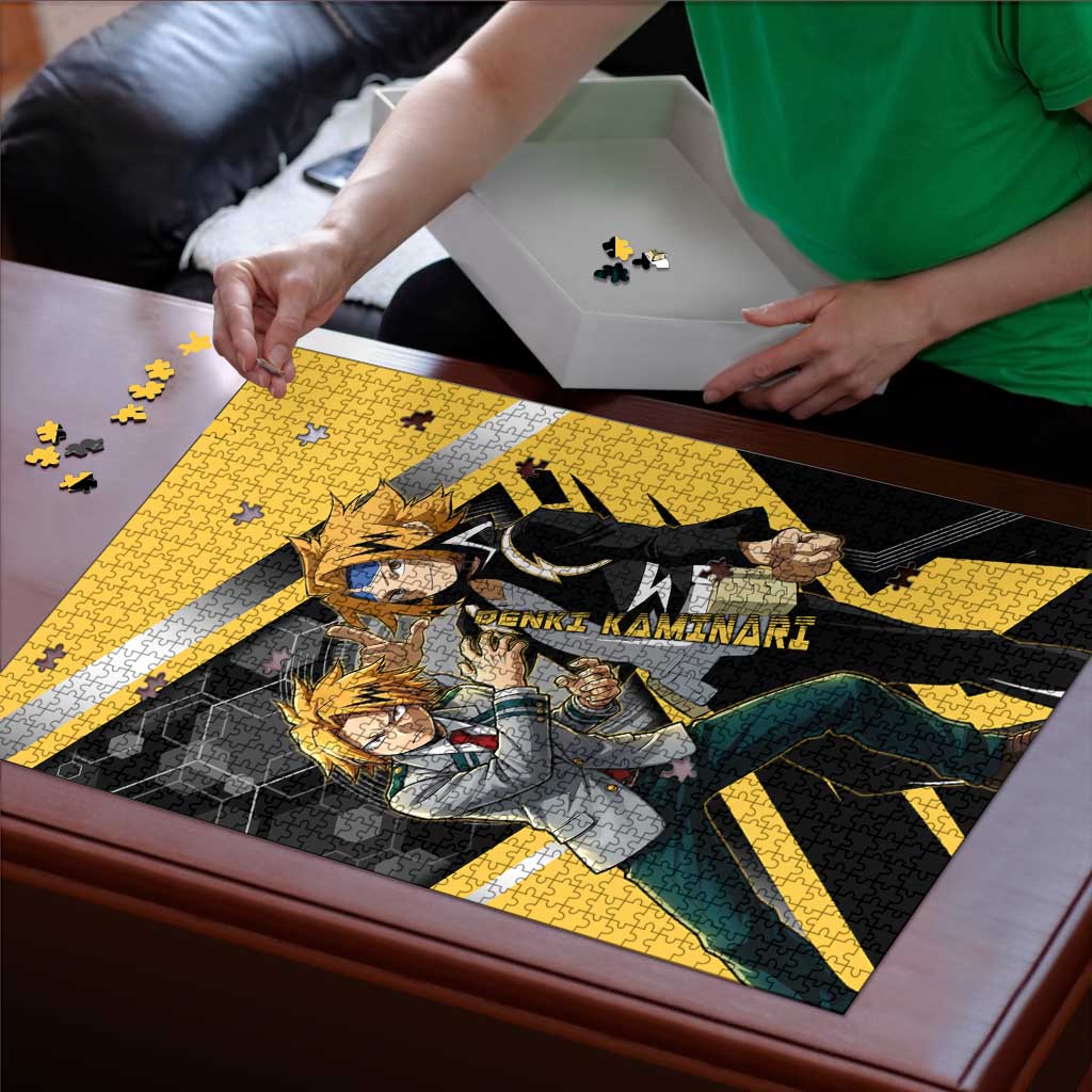 Denki Kaminari Puzzle Bold Anime Action Illustration with Electric Lightning Effects