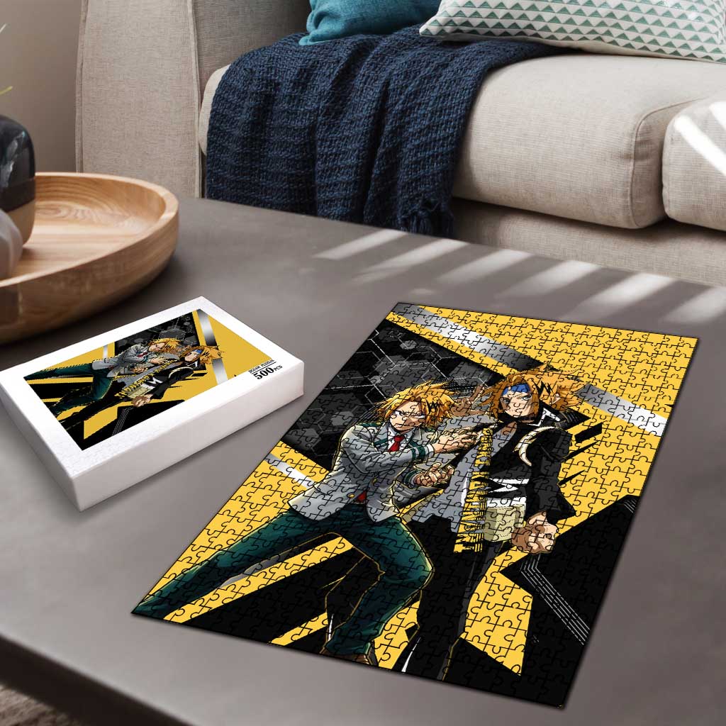 Denki Kaminari Puzzle Bold Anime Action Illustration with Electric Lightning Effects