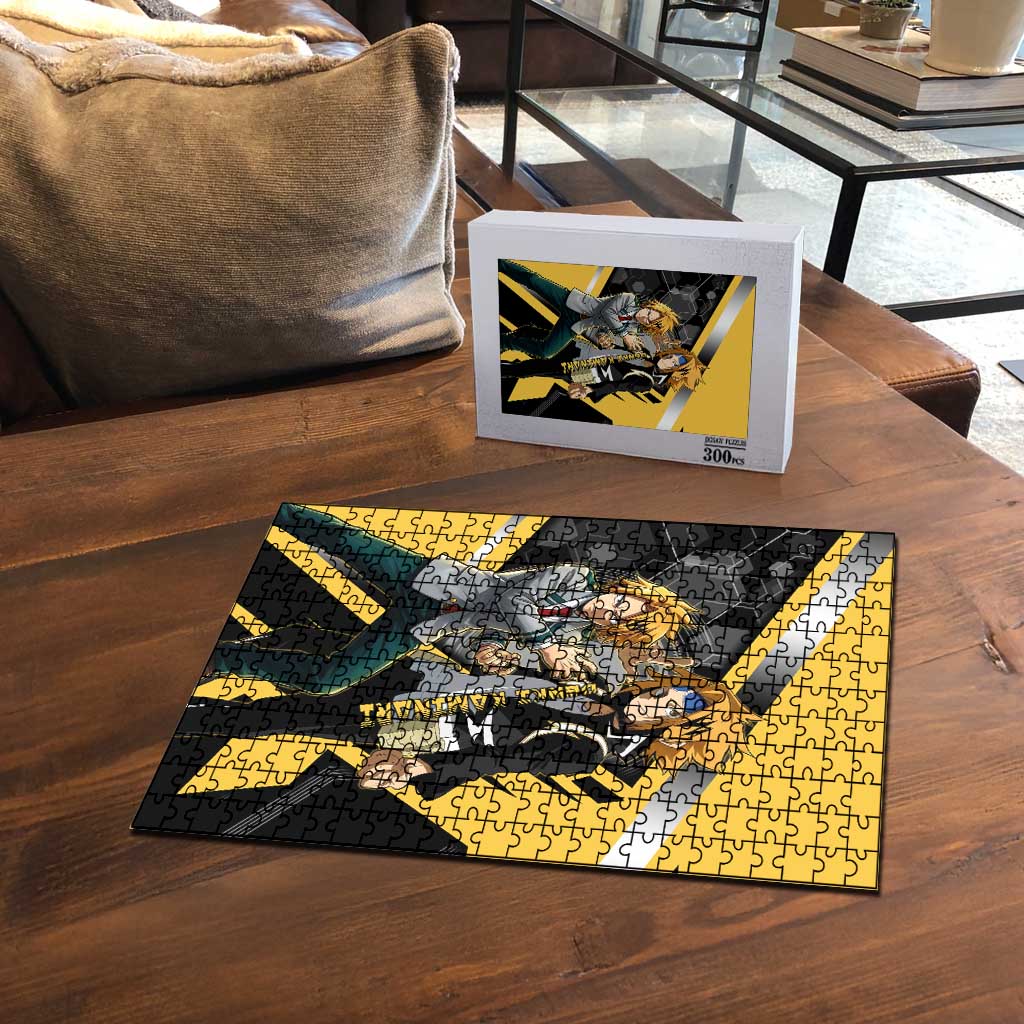 Denki Kaminari Puzzle Bold Anime Action Illustration with Electric Lightning Effects
